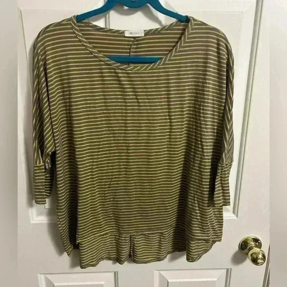 EVERLY Oversized‎ Dolman Striped Short Sleeve Top Size Small